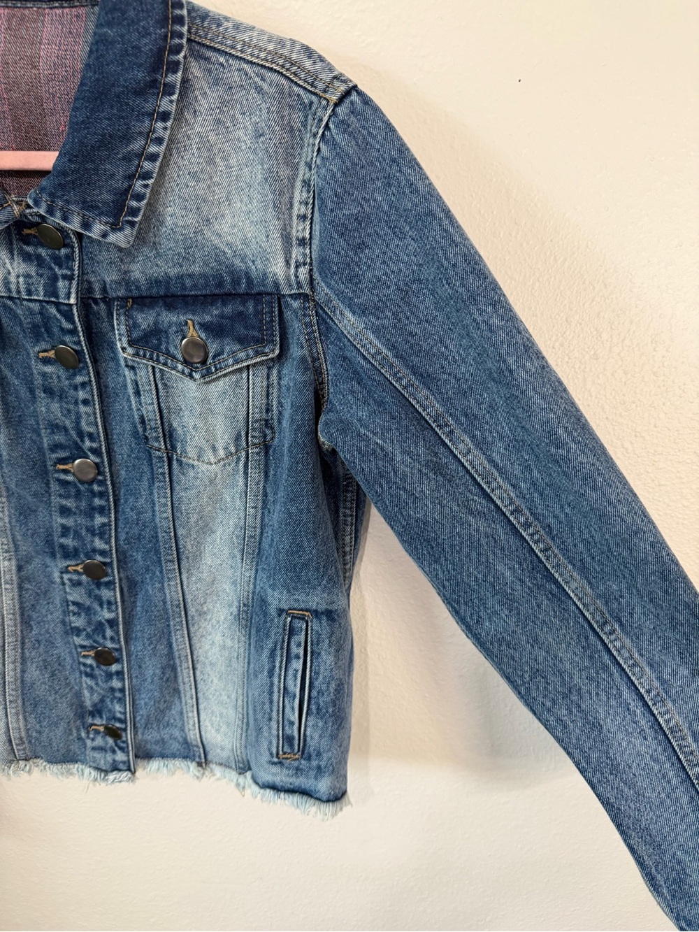 Trigger Embroidered Beaded Bee Denim Jean Jacket L Statement Art Wear - Picture 5 of 13